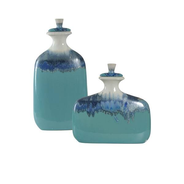 Stylecraft Sc Ac721158 3 X 21 Ceramic Vases With Lids Set Of 2 Beach Grove Overstock 28025666