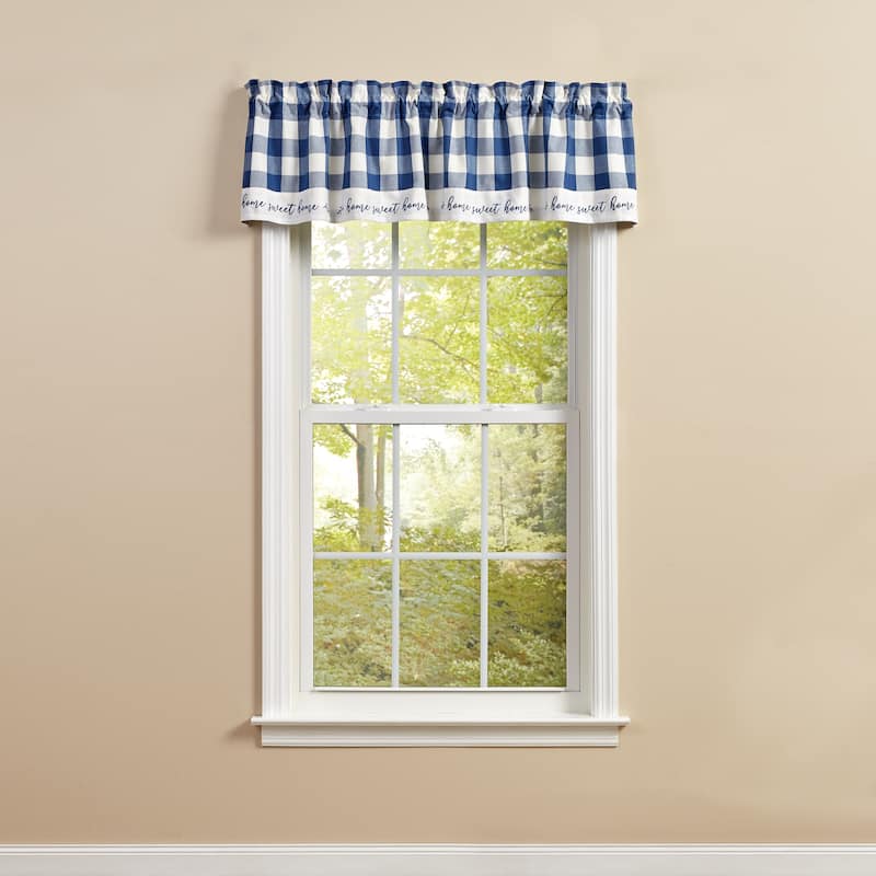 Park Designs Buffalo Check Home Lined China Blue Valance 60" x 14" - 60" X 14"