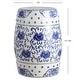 preview thumbnail 4 of 5, Lotus Flower 17.8" Chinoiserie Ceramic Drum Garden Stool, Blue/White