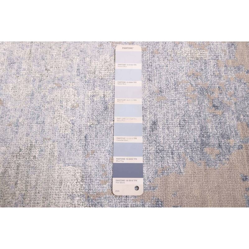 ECARPETGALLERY Hand-knotted Legacy Light Denim Blue Silk, Wool Rug - 2'6 x 14'0