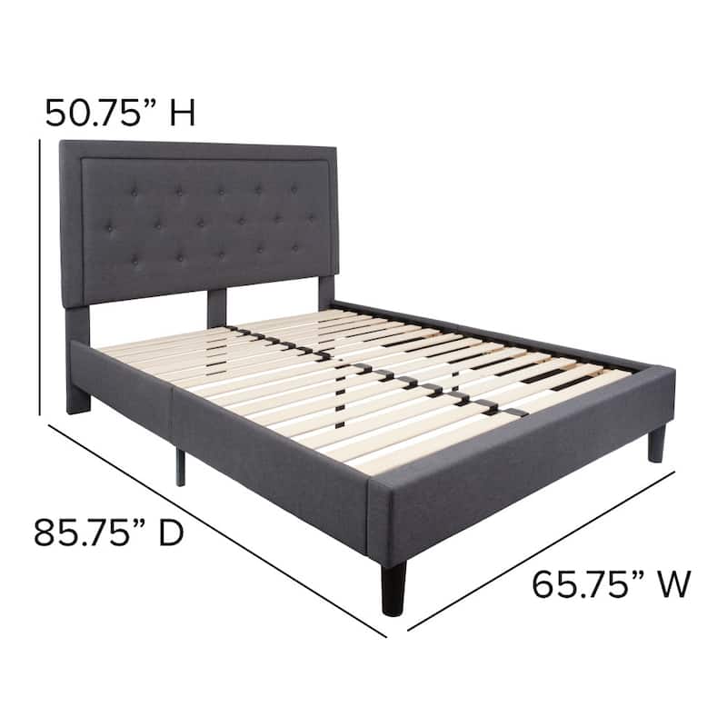 Panel Tufted Upholstered Platform Bed