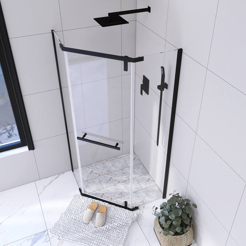 36'' x 72'' Neo-angle Pivot Semi-Frameless Corner Shower Enclosure