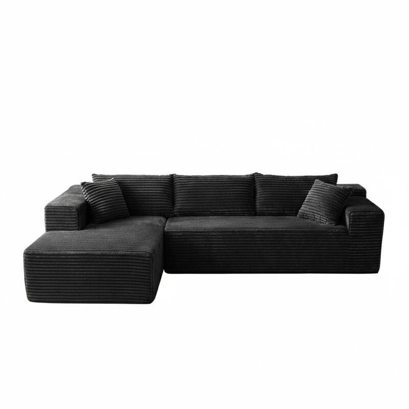 103.54" Flannel L-Shaped High-Density Modern Modular Sectional Sofa with Chaise & Pillows