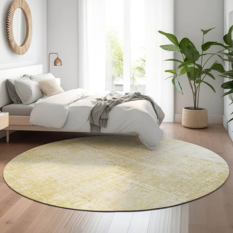 Premium Washable Super Soft Abstract Ombre Mayfield Rug - Gold - 8' x 8' - Round