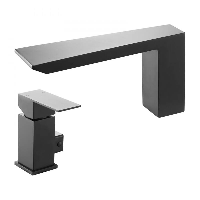 Matte Black 3-Hole Deck Mount Widespread Roman Bathtub Faucet with Waterfall Fill and Handheld Shower - 8.94” x 2.83” x 6.89”