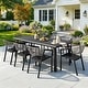 preview thumbnail 10 of 28, 9/11/13-Piece Patio Dining Set Outdoor All-Weather Aluminum Dining Table and Woven Twist Wicker Stackable Chairs Dark Grey - Set of 9