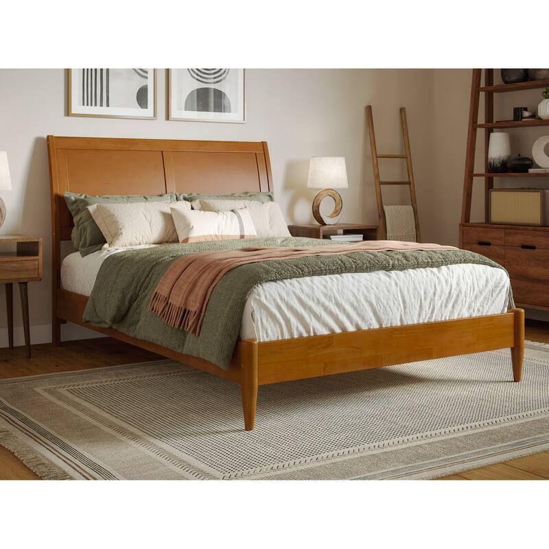 Solid Wood Sleigh Bed - Low Profile Platform Bed Frame - Twin Twin XL Full Queen King