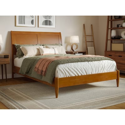 Solid Wood Sleigh Bed - Low Profile Platform Bed Frame - Twin Twin XL Full Queen King