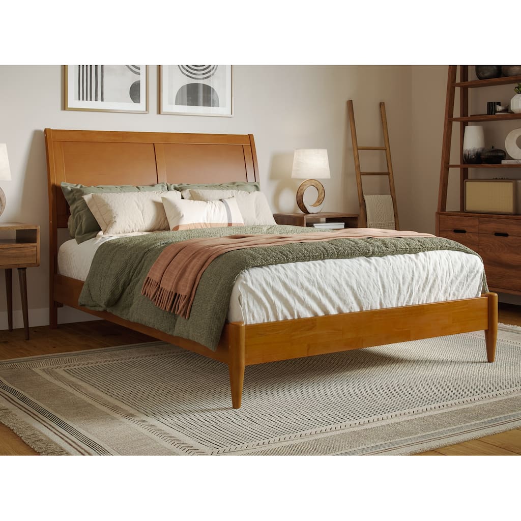 Solid Wood Sleigh Bed - Low Profile Platform Bed Frame - Twin Twin XL Full Queen King