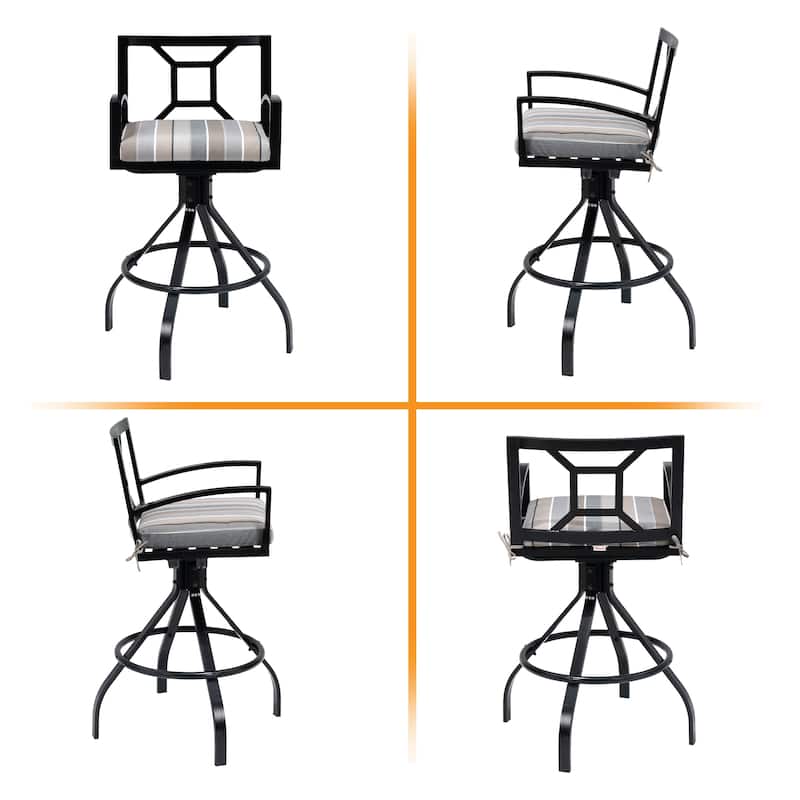 Outdoor Patio Barstool Swivel Aluminum Bar Stools with Sunbrella Fabric Cushion