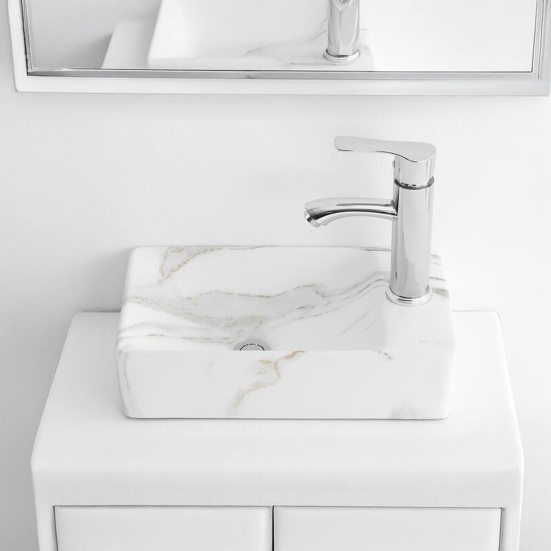 Felix Modern Wall Mounted Rectangular Ceramic Mini Sink, By JONATHAN Y
