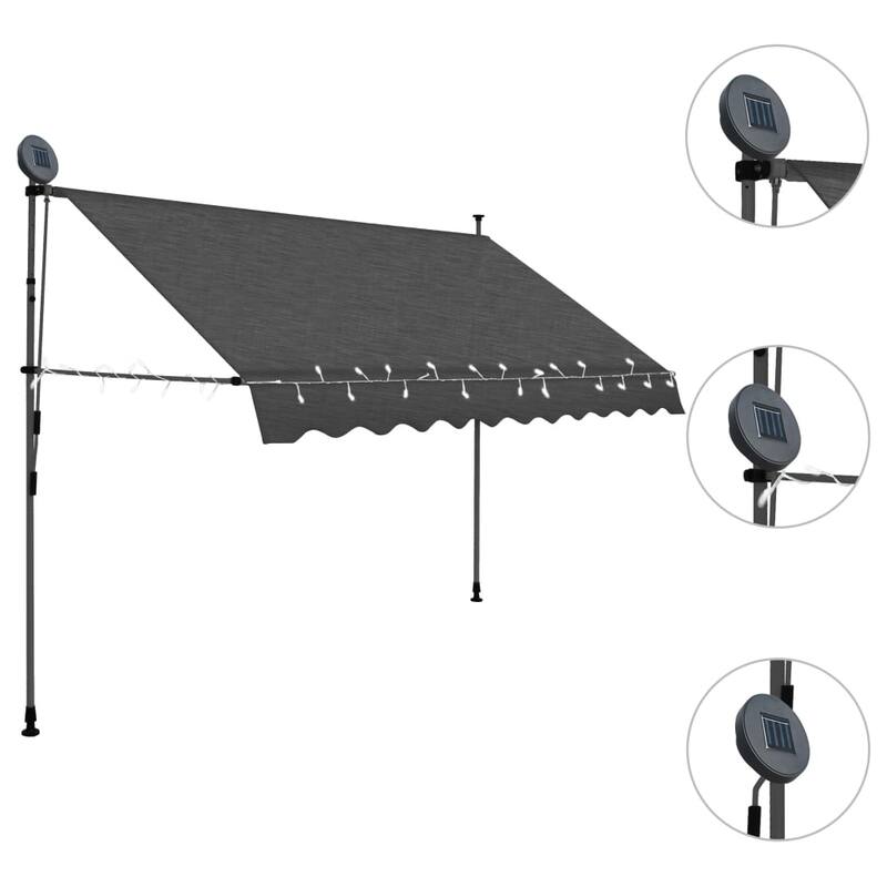 vidaXL Retractable Awning with Hand Crank and LED Sunshade Shelter for Outdoor