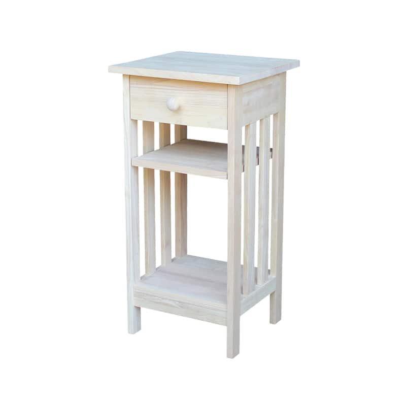 Unfinished Solid Parawood Mission Telephone Stand - Unfinished - Wood