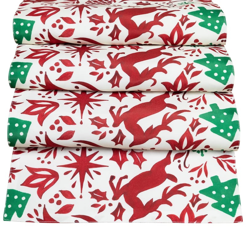 Reindeer and Doves Rectangular Christmas Table Runner - 72"