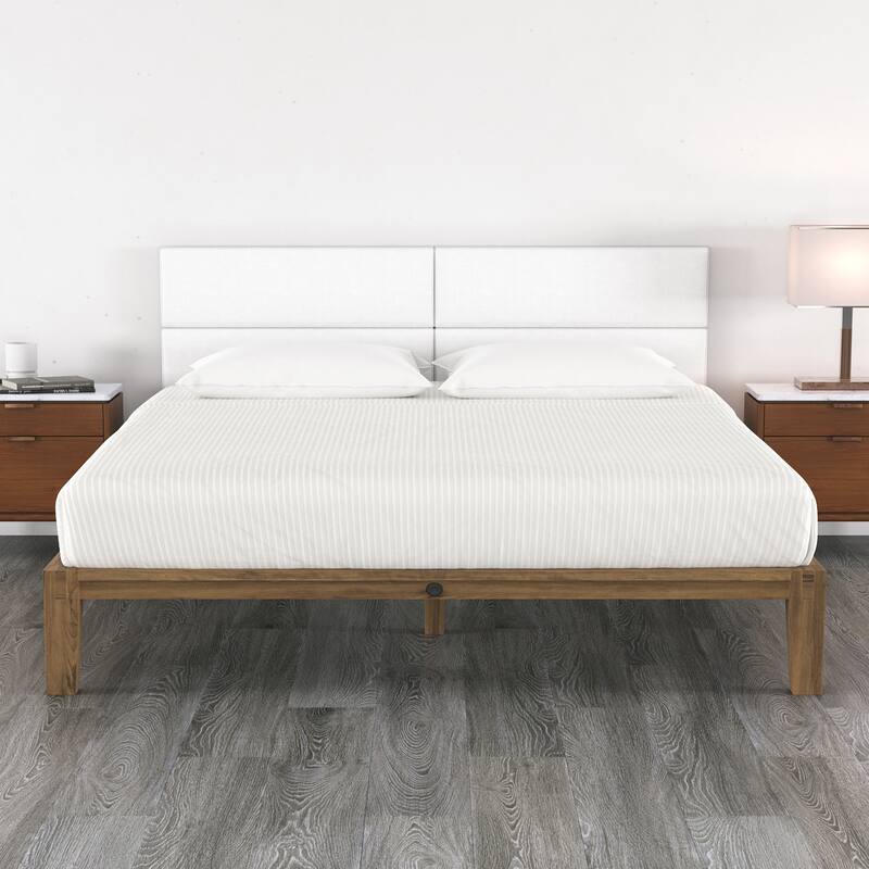 Jaxx Panelist Modern Padded Headboard in Premium Vegan Leather - Set of 4 Panels - Vegan Leather Ice Storm White - King