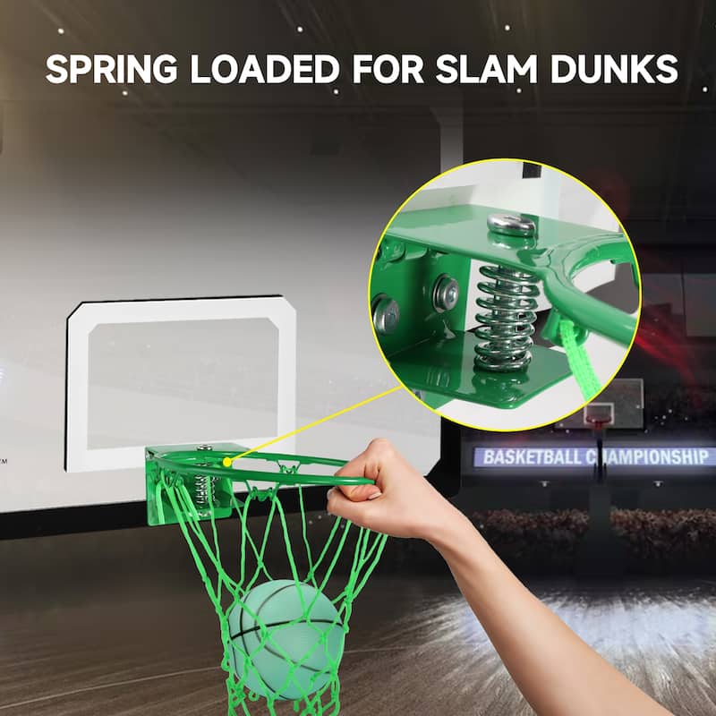 GSE™ 24"x16" Over-The-Door Pro Basketball Hoop with Basketball & Pump, Large Basketball Backboard & Hoop Set