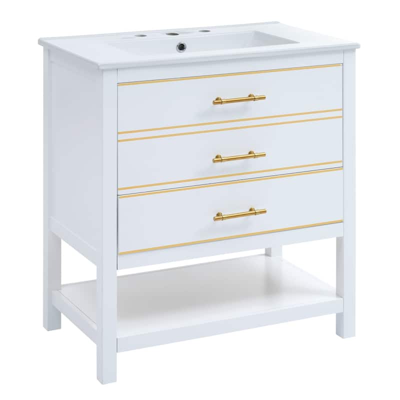 30 inch Freestanding Bathroom Vanity Set with Integrated Ceramic Sink