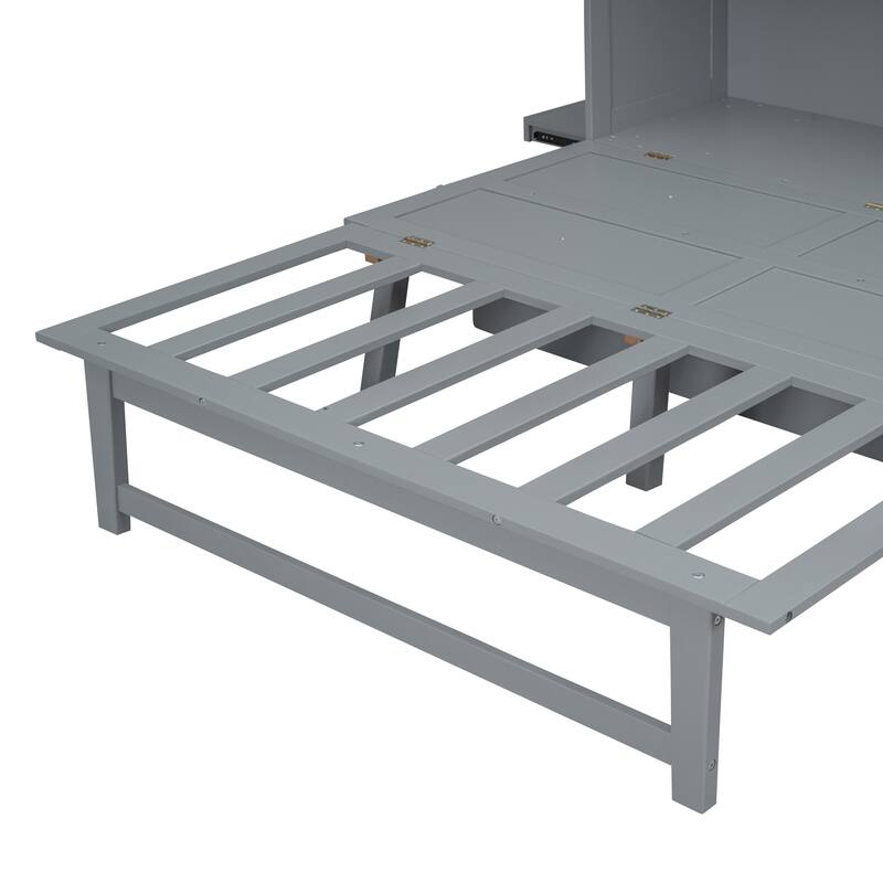 Murphy Bed Platform Bed with USB Port & Removable Shelves On Each Side