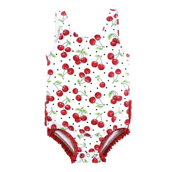 slide 1 of 1, Hudson Baby Girls Baby Swimsuit, Cherries 3-6 Months - Cherries Baby