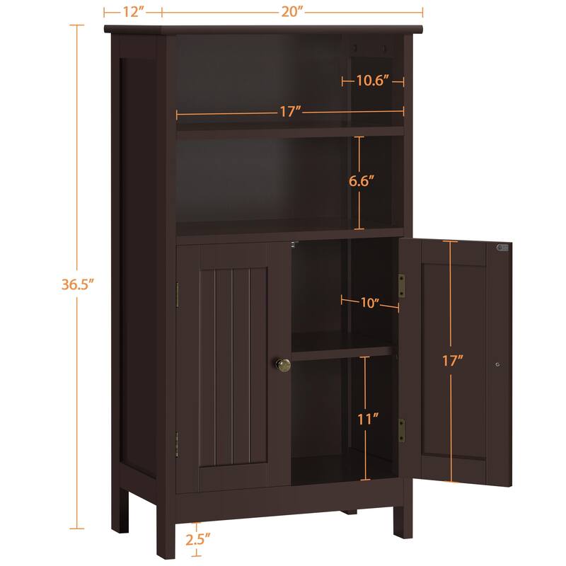 Yaheetech 5-Tier Wooden Bathroom Floor Cabinet with Adjustable Shelf