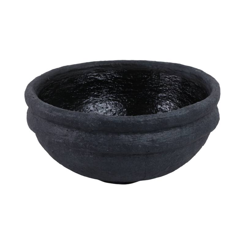 Terracotta Decorative Bowl Handcrafted Textured Design - 6" Black - 12" x 12" x 6"