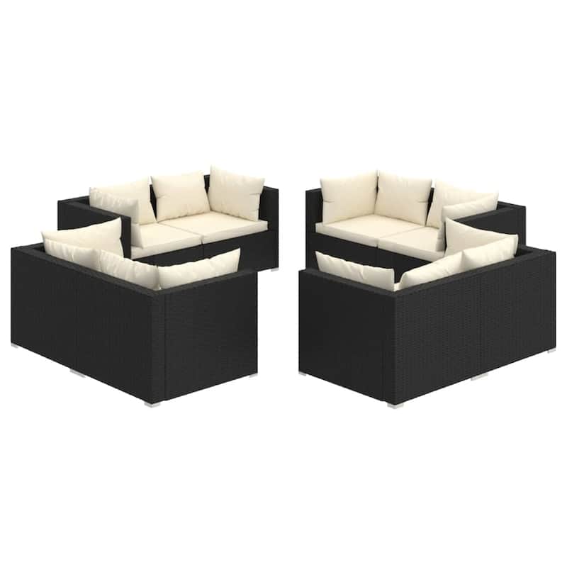 vidaXL Patio Lounge Set Outdoor Sectional Sofa Set Table Garden Poly Rattan - 27.6" x 27.6" x 23.8"