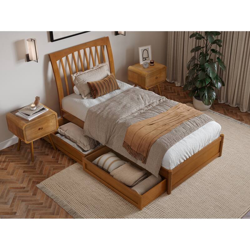 Roslyn Platform Bed with Panel Footboard and Storage Drawers