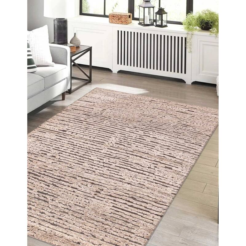 ECARPETGALLERY Hand-knotted Tangier Light Grey Wool Rug - 5'0 x 7'10