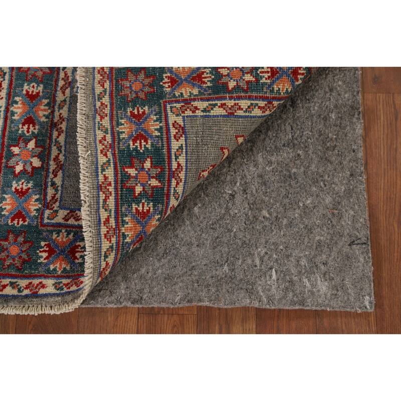 Hand Knotted Oriental 100% Wool Carpet Traditional Geometric Greys & Charcoal Kazak Area Rug - 2' 10'' X 1' 11''
