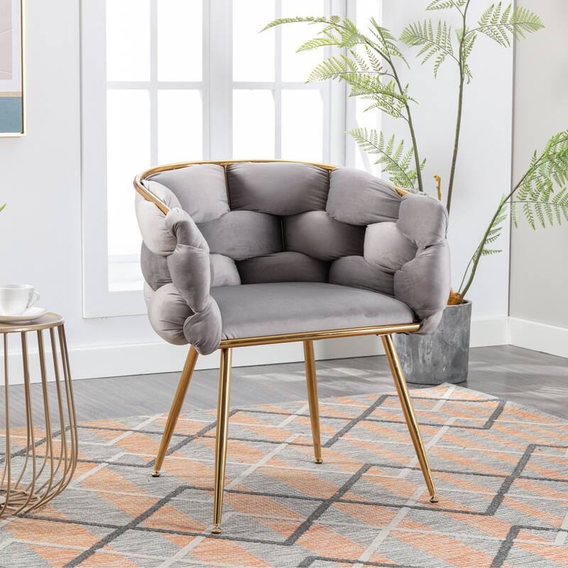 Gray 28.7" Velvet Upholstered Accent Chair