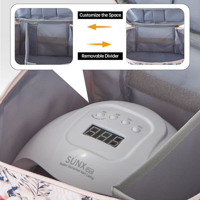 Double-Layer Nail Polish Organizer Bag, Holds 27 Bottles, Nail Tools & Dryer Storage Case with Adjustable Dividers