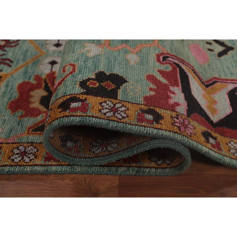 Light Green Heriz-Serapi Oriental Area Rug Handmade Wool Carpet - 8'11"x 11'9"