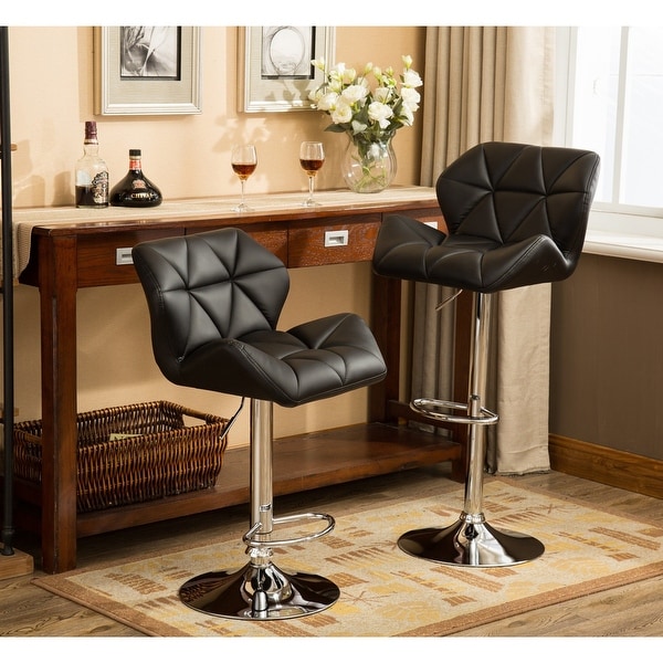 Glasgow Faux Leather Tufted Adjustable-height Bar Stools (Set of 2)