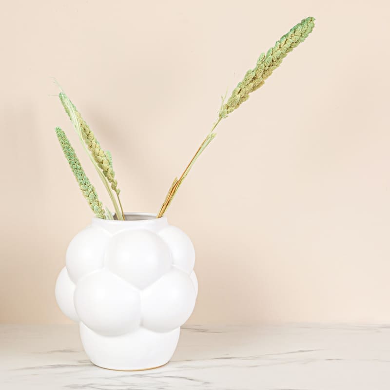 Stoneware Vase with Raised Dots and Matte Finish - 8.1"L x 8.1"W x 8.3"H
