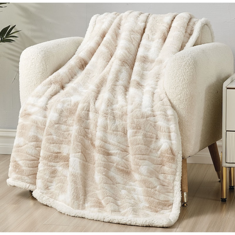 Alaska Imitation Fur Shaggy Plush Sherpa Throw Blanket (50" x 60")