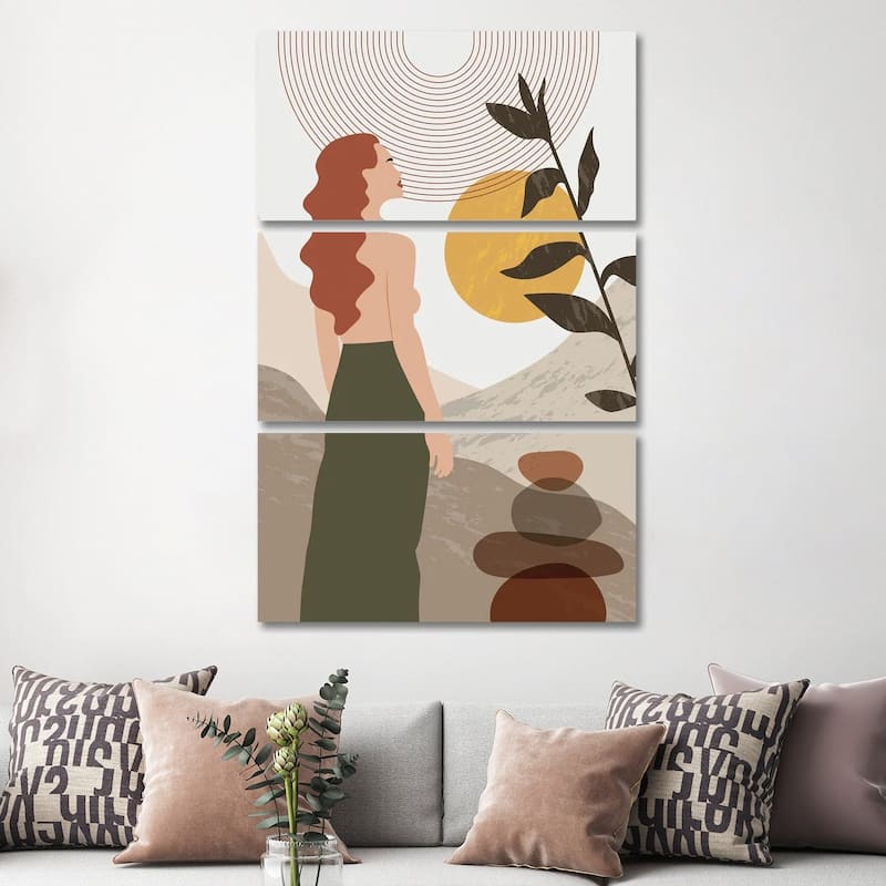 iCanvas "Boho Portrait II" by Artsy Bessy 3-Piece Canvas Wall Art Set - 60x40x1.5