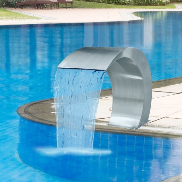 Rectangular Waterfall Pool Fountain Stainless Steel 35.4" Box Water Spillway 