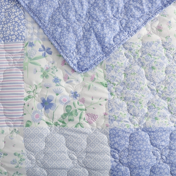 Laura Ashley Parker Patchwork Cozy Purple Quilt Set - On Sale