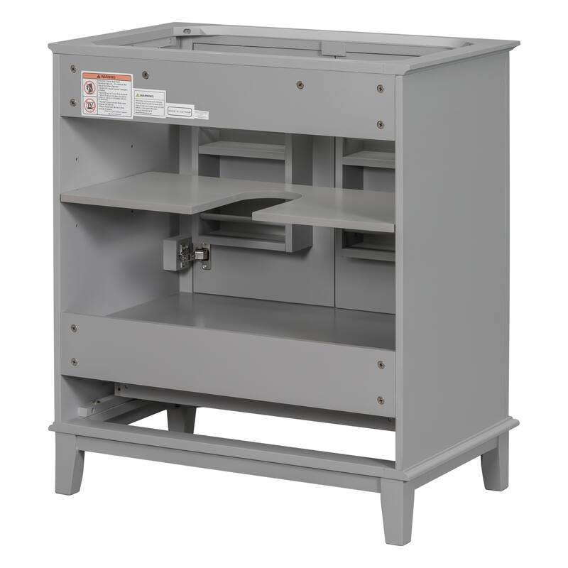 GDFStudio - Avalon 30-Inch Bathroom Vanity Base Cabinet, Multi-functional Cabinet, Solid Wood & MDF Board, Painted Finish