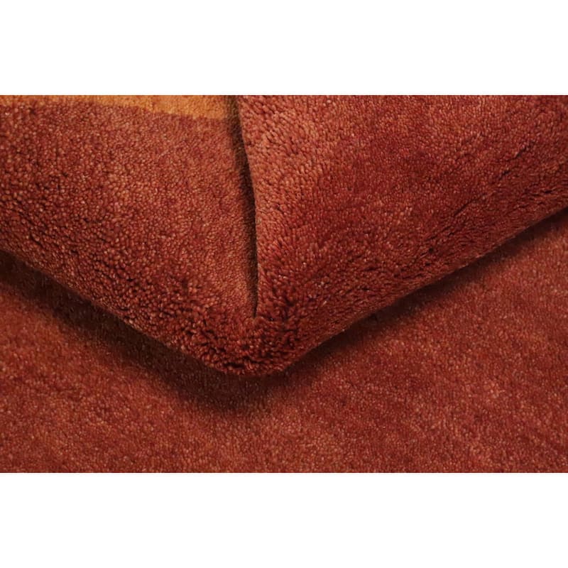 Hand Knotted Oriental 100% Wool Carpet Modern Solid Oranges & Rust Gabbeh Area Rug - 6' 6'' X 4' 8''