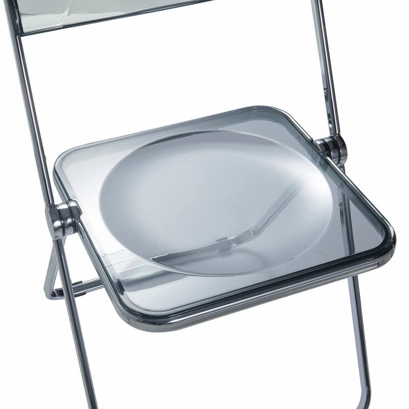 Acrylic Folding Dining Chair with Chrome Frame Set of 4 Lawrence Series by LeisureMod