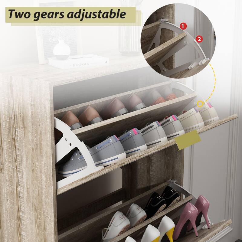 Timechee Mirrored Flip Drawer Shoe Cabinet Storage Cabinet Organizer