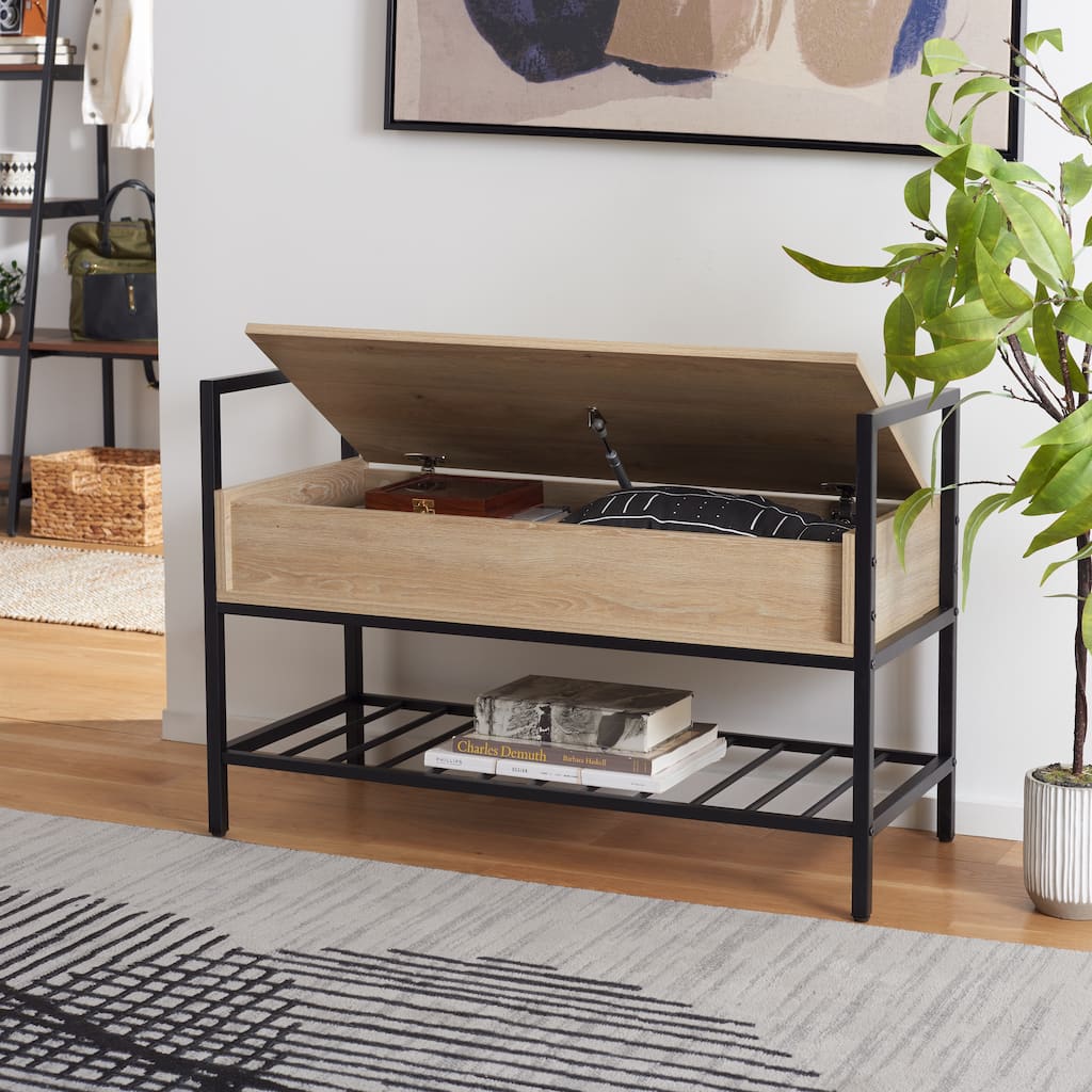 SAFAVIEH Polymnia Storage Bench - 35" W x 16" D x 24" H - 35Wx16Dx24H