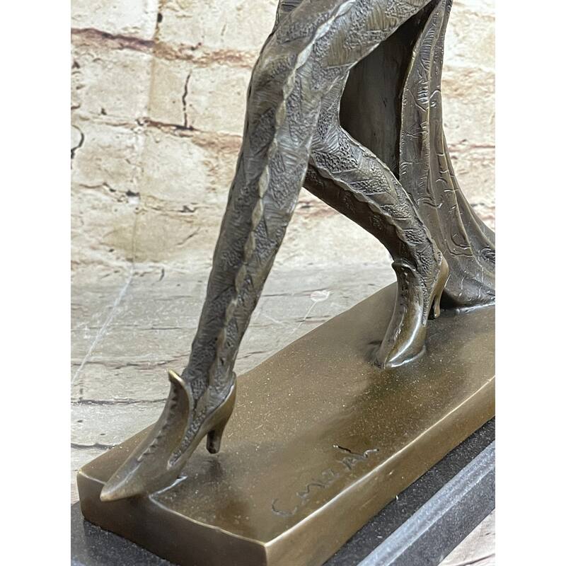 Art Deco Bronze Female Dancer Figure Figurine Statue Sculpture Mirval 14.5 Inches X 11 Inches