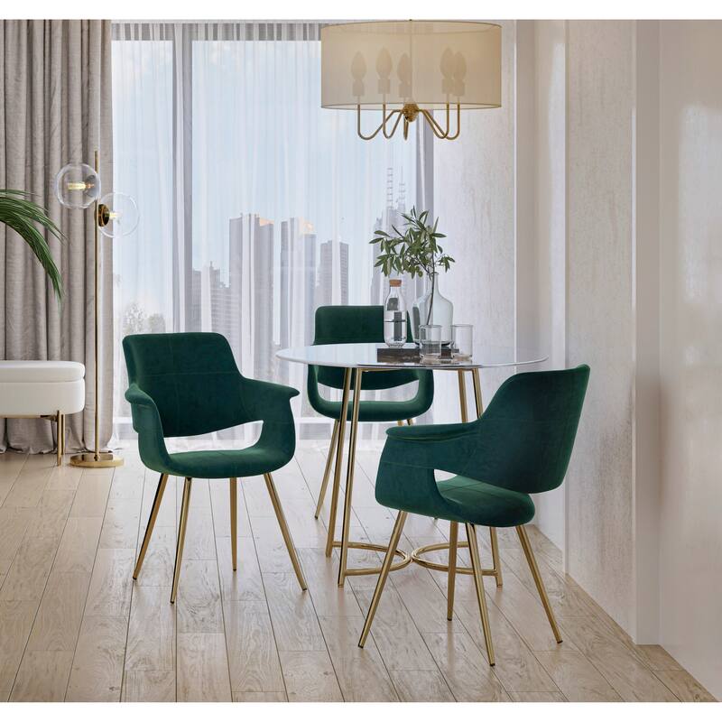 Silver Orchid Fauske Upholstered Chair with Metal Legs - Set of 2