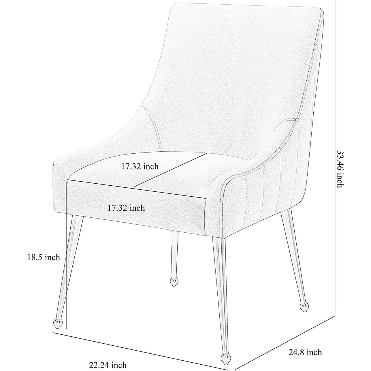 Irina Dining Chair Velvet Side Chair with Stainless Steel Leg