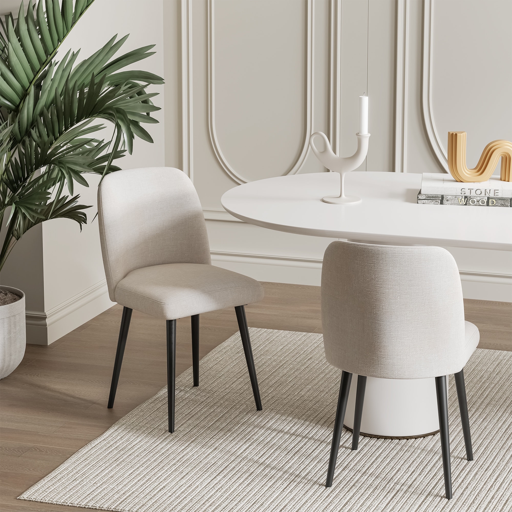 Lumioca Courtelle Upholstered Modern Dining Chairs Set of 2