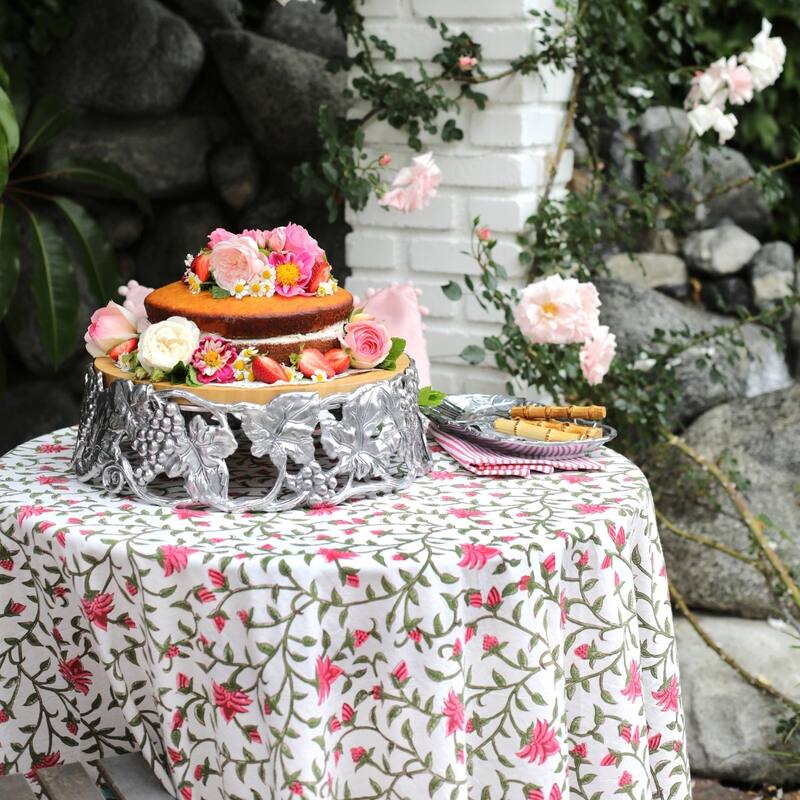 Pink Ivy Round Tablecloth