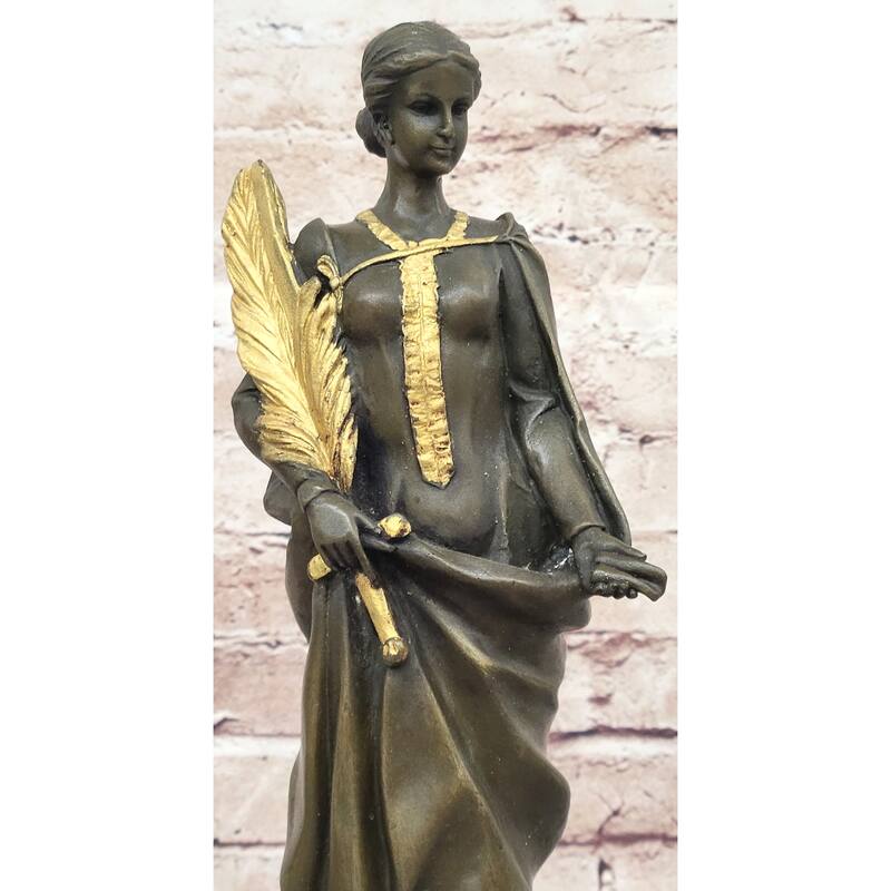 J. Kassin Bronze Woman With Gilded Palm – Elegant Figurative Sculpture