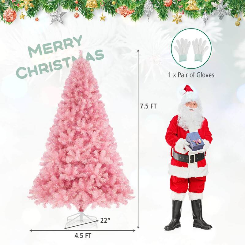 Costway 6.5 FT/7.5 FT Artificial Xmas Tree with 250/550 White LED - See Details